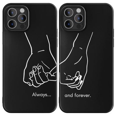 Cavka Black Matching Phone Case for iPhone 15 Pro, Pinky Promise Design for Couples