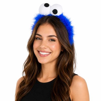 Cookie Monster Costume Headband | Blue with Googly Eyes