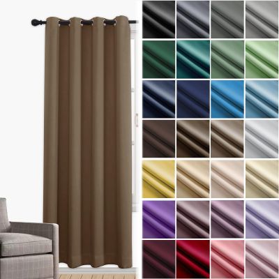 JRUI Blackout Curtain, 1-Piece Set, Thermal Curtain with Grommets, Modern Opaque Acoustic Curtain for Bedroom or Living Room, 140 x 120 cm (W x H), Curry