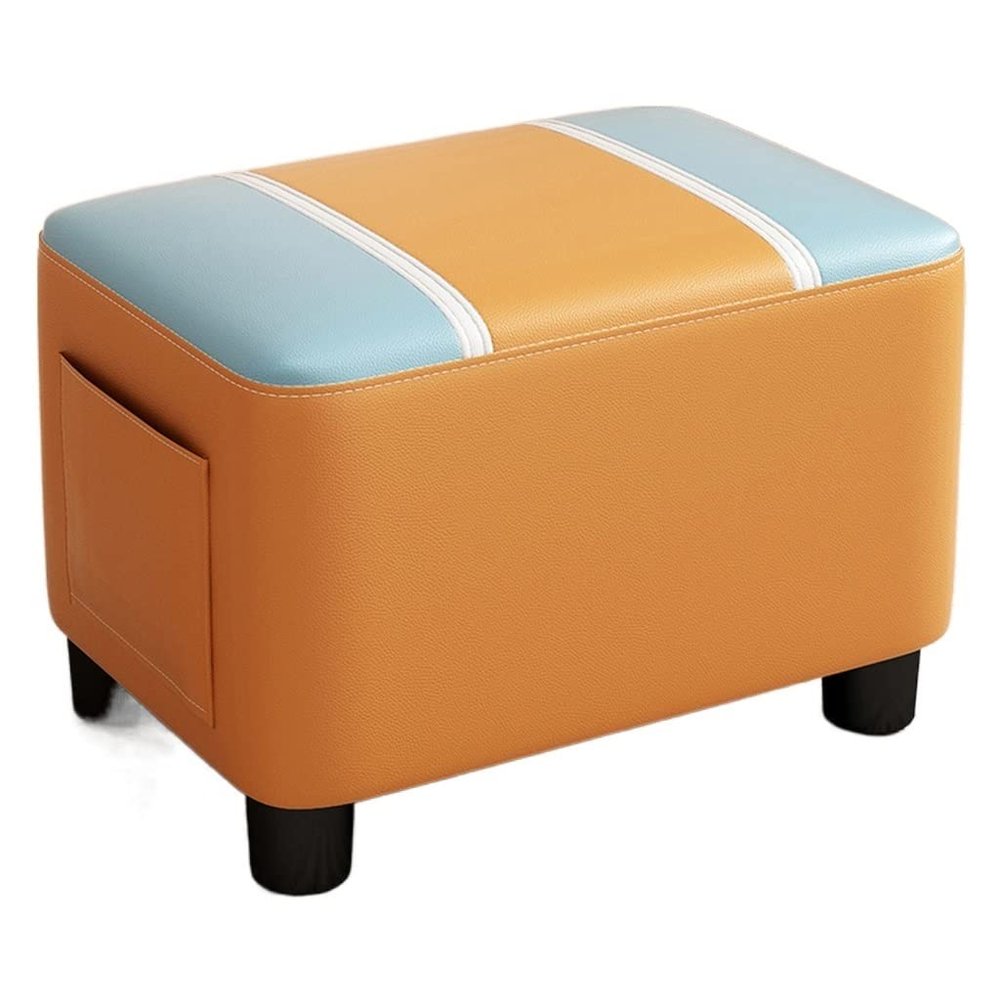 NSIBAN Black-Green Small Stool, Household Stool, Living Room Sofa Stool, Soft Pouf