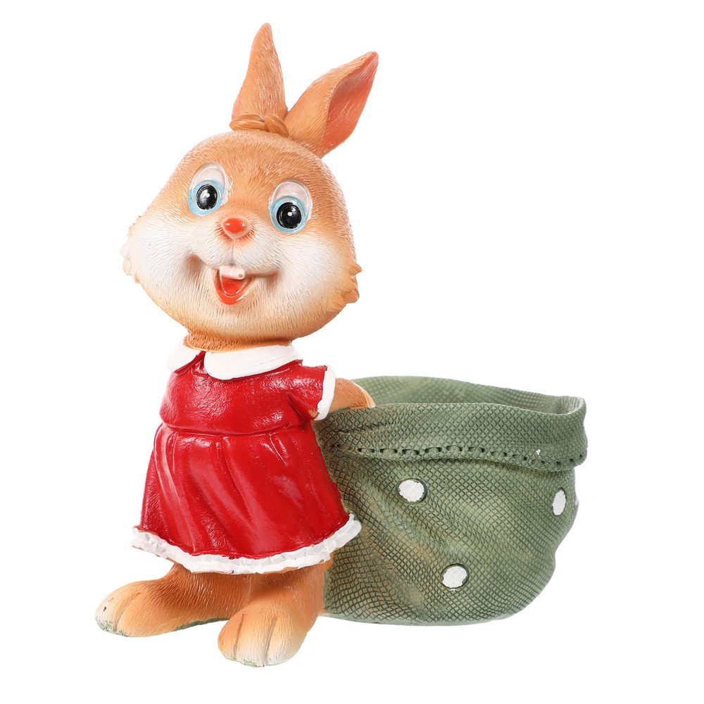 Supvox 1-Piece Hand-Painted Resin Rabbit Succulent Planter