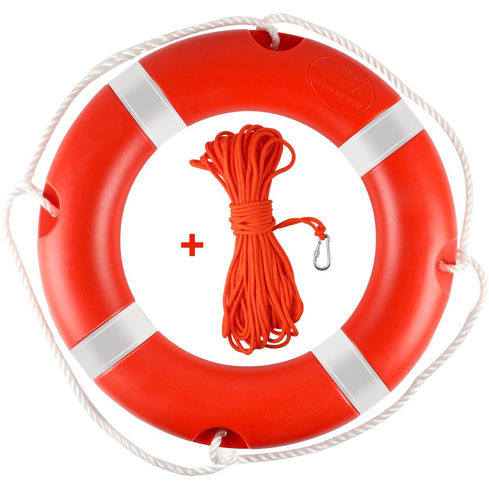 71.1 cm Boat Safety Throw Ring with 15.2 m Rescue Rope, Orange