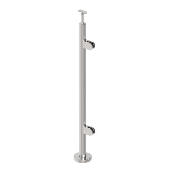 Sellon24 V2A Stainless Steel Right End Railing Post, 1000 mm, for 10.76 mm Glass