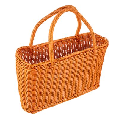 BESPORTBLE 1-Piece Decorative Plastic Shopping Basket, Natural-Style Hand Basket for Fruit and Flowers