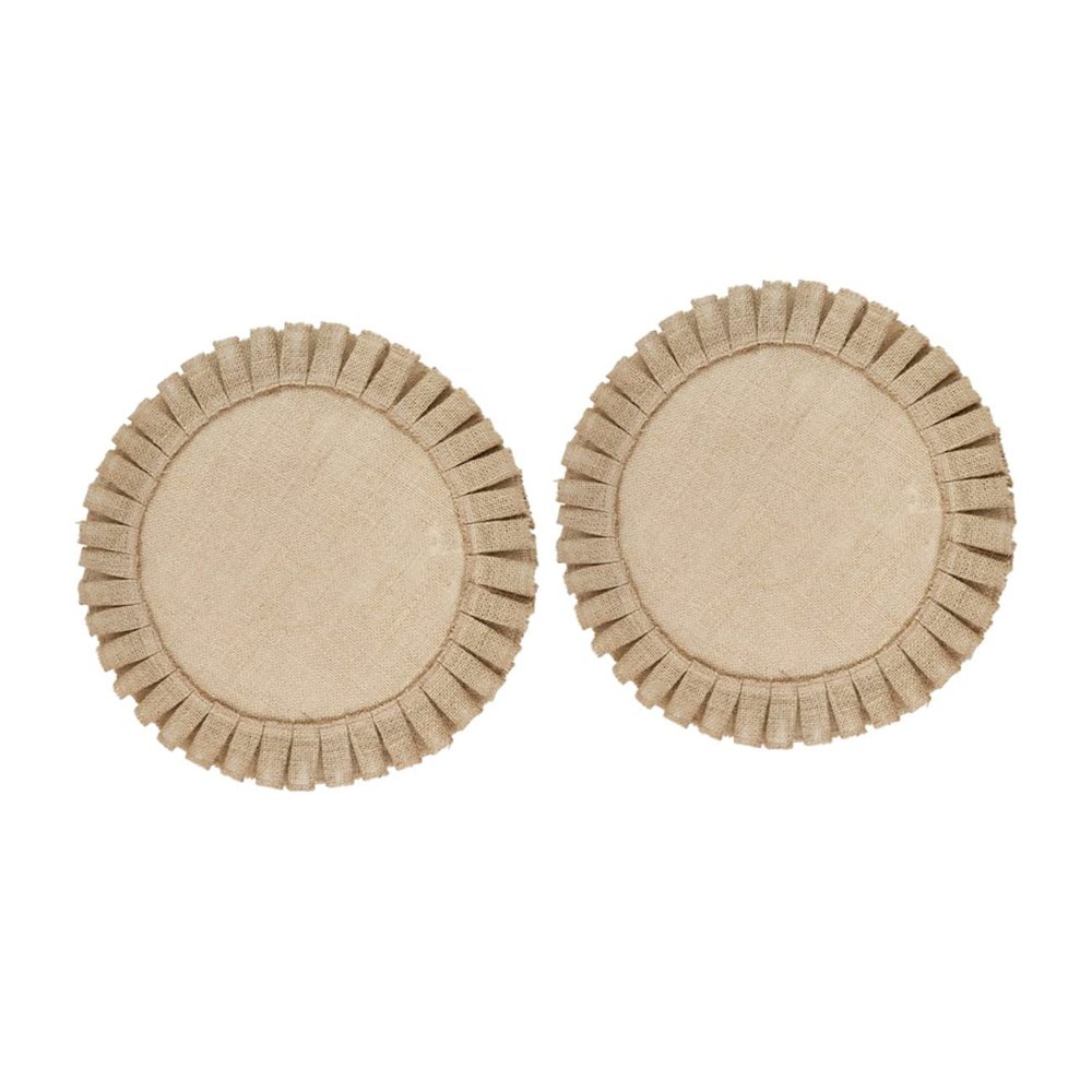 LIFKOME Round Placemats, Set of 2, Jute, Khaki, Heat-Resistant