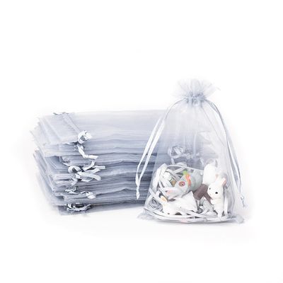 Whakano 20-Pack Organza Drawstring Bags, Light Gray, 10 x 12 cm