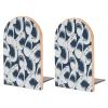 Quteprint Large Wooden Bookends, Ocean Shark Pattern, Non-Slip, 2-Pack view 1