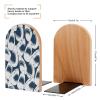 Quteprint Large Wooden Bookends, Ocean Shark Pattern, Non-Slip, 2-Pack view 2