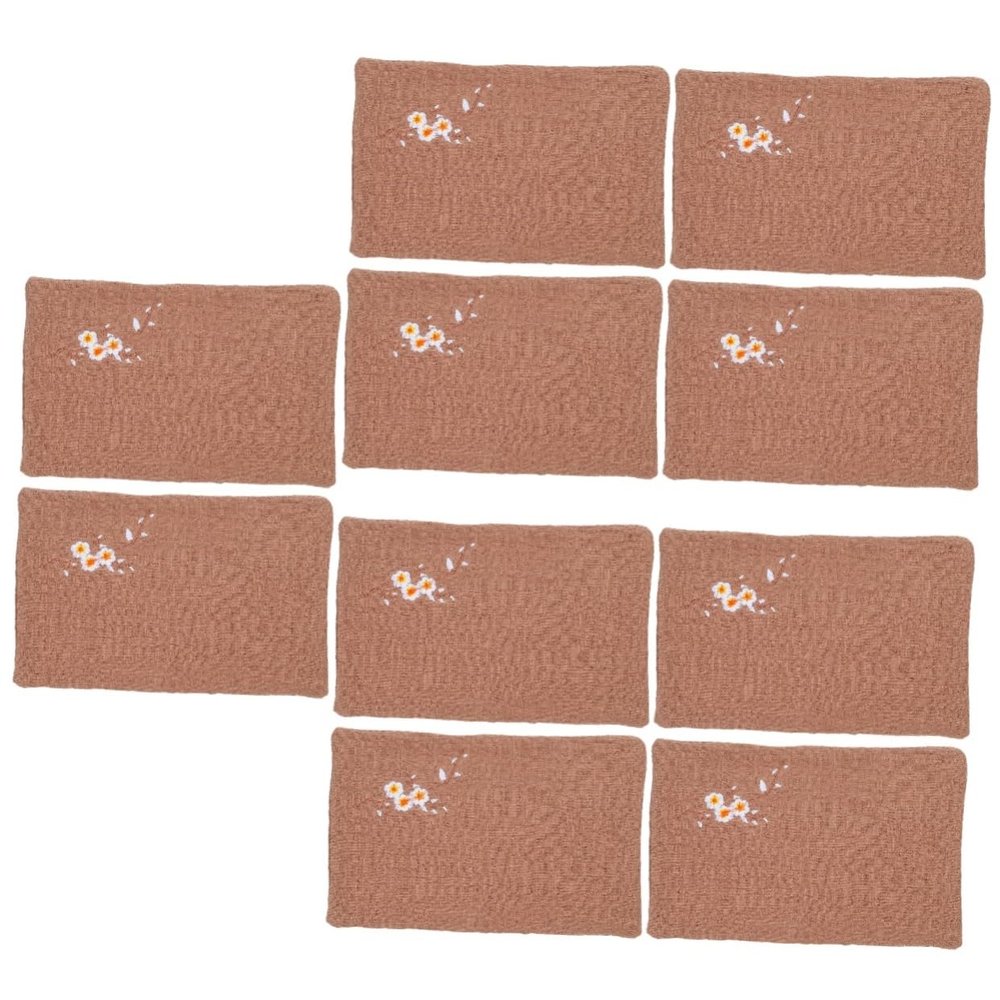 IMIKEYA 10-Piece Vintage Hand-Embroidered Dish Towels with Plum Blossom Pattern