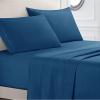 NISMIA Warm, Easy-Care 100% Cotton 4-Piece Sheet Set, Blue Purple, King view 2