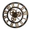 MAGICLULU Gold-Colored Metal and Wood Gear-Design Wall Clock view 1