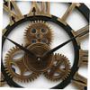 MAGICLULU Gold-Colored Metal and Wood Gear-Design Wall Clock view 3