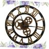 MAGICLULU Gold-Colored Metal and Wood Gear-Design Wall Clock view 4