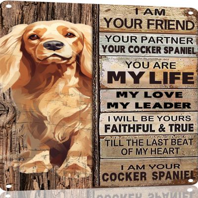 TopPacific 547 Metal Sign, Cocker Spaniel, Vintage Wall Art, “I Am Your Friend”