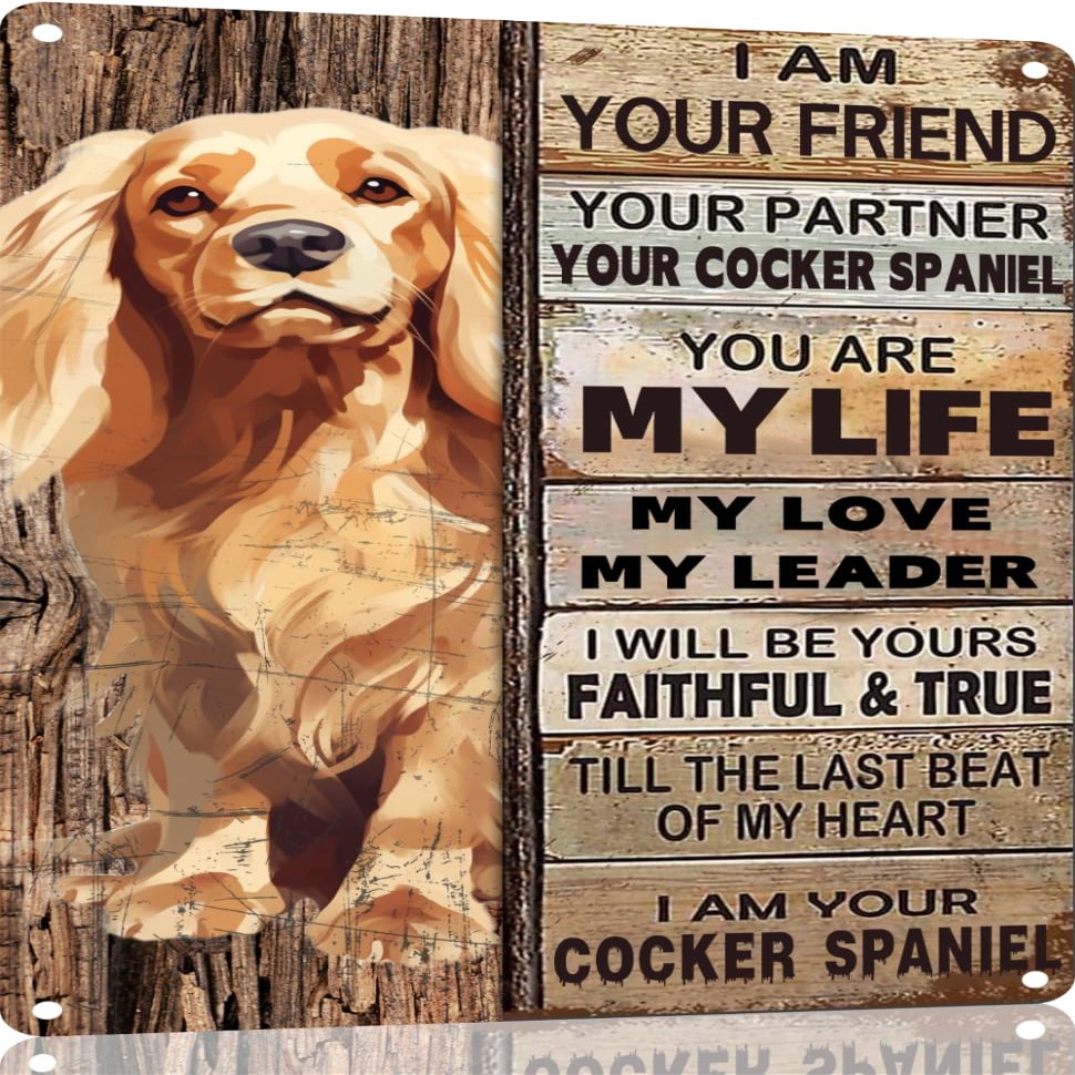 TopPacific 547 Metal Sign, Cocker Spaniel, Vintage Wall Art, “I Am Your Friend”