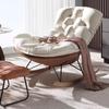SOYDAN TINGMIAN Modern Accent Rocking Chair with High Backrest, Upholstered Seat, Rubberwood Legs, White view 1
