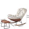 SOYDAN TINGMIAN Modern Accent Rocking Chair with High Backrest, Upholstered Seat, Rubberwood Legs, White view 2