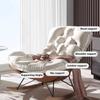 SOYDAN TINGMIAN Modern Accent Rocking Chair with High Backrest, Upholstered Seat, Rubberwood Legs, White view 3
