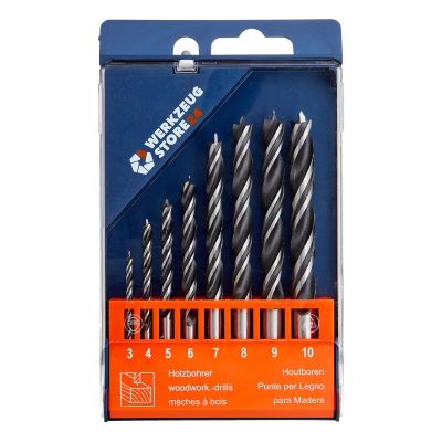 WS24 Wood Drill Bit Set, 3–10 mm, Cylindrical, 8-Piece, in Plastic Case – WS24-100099