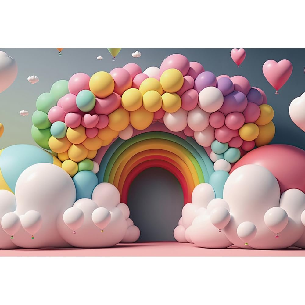 Ttincceer Rainbow Backdrop 600x300cm Colorful Balloon Arch Photography Background