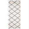 TAPISO Delhi Shaggy Runner Rug, Cream/Black Checkered Boho Design, 120 x 270 cm view 3