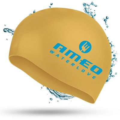 AMEO Premium Silicone Swim Cap WATERLOVE