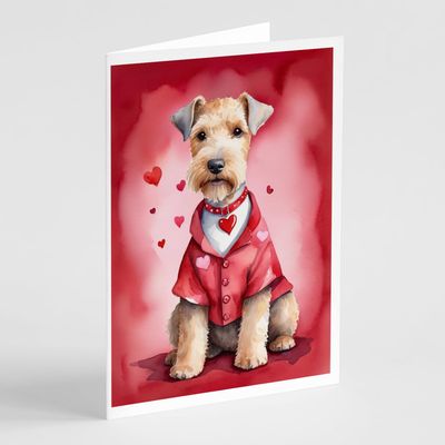 Caroline's Treasures DAC5382GCA7P Lakeland Terrier My Valentine Greeting Cards, 8 Count, Blank Cards with Envelopes, A7, 5 x 7 in