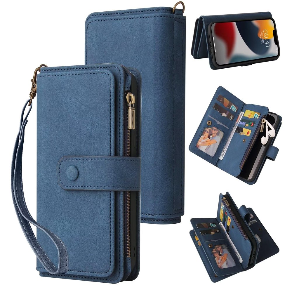 xinyunew Flip Wallet Case Compatible with OnePlus 9, Blue