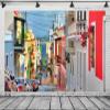 CORFOTO 4.5 x 3 m Fabric Photography Backdrop, Colorful Buildings and Street Scene, San Juan, Puerto Rico view 1