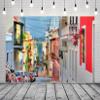 CORFOTO 4.5 x 3 m Fabric Photography Backdrop, Colorful Buildings and Street Scene, San Juan, Puerto Rico view 3