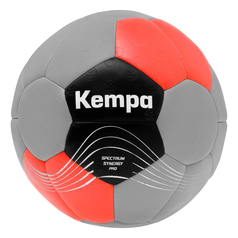 Kempa Spectrum Synergy Pro, Adult Kempa Handball, Cool Gray/Hot Red, Size 2