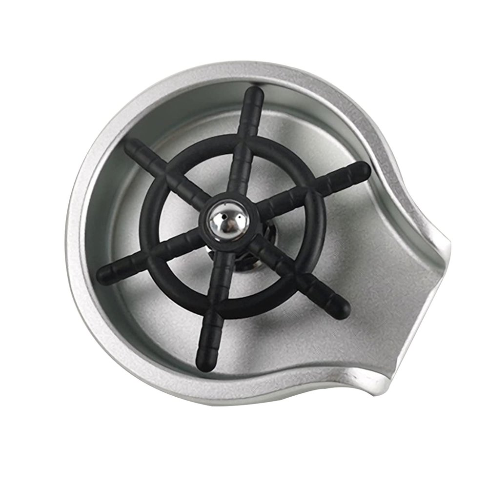 KARFRI Kitchen Sink Glass Rinser, Automatic Coffee Cup Rinser, 5-Inch Round Stainless Steel Bar Glass Rinser for Hotels, Cafés, and Restaurants (Silver)