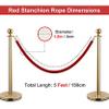 BBOSCH 2-Pack Queue Barrier Ropes with Polished Gold Hooks, 5 ft view 4