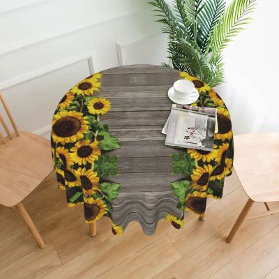 KIROJA Round Sunflower Tablecloth, Printed Waterproof Table Cover