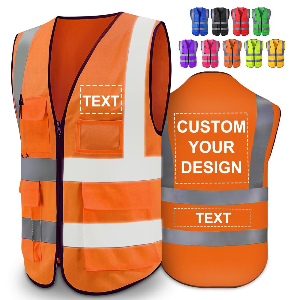 Greaxid Personalized Class 2 High-Visibility Safety Vest, S–5XL