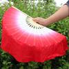 2-Piece Chinese Short Belly Dance Folding Fans, 30 cm Bamboo + 10 cm Semicircular Silk Veil, Yangko Dance Fans, Hand-Dyed Adult Fans (Gold Right/Left, Sea Blue Right...) view 2
