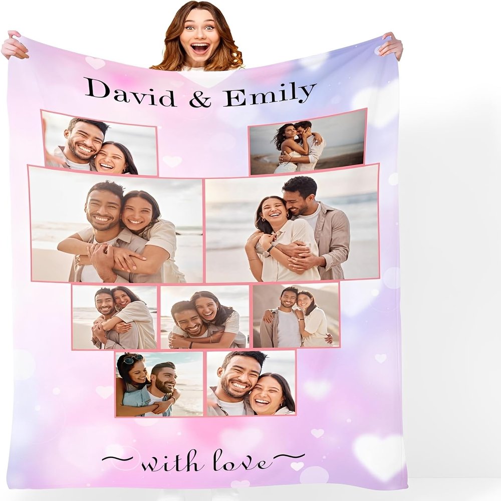 Mraxovid Personalized Photo Blanket, 150 × 200 cm, Pink Fleece
