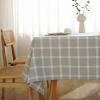 Mesnt Plaid Cotton-Linen Tablecloth, Gray, 100 x 160 cm view 3