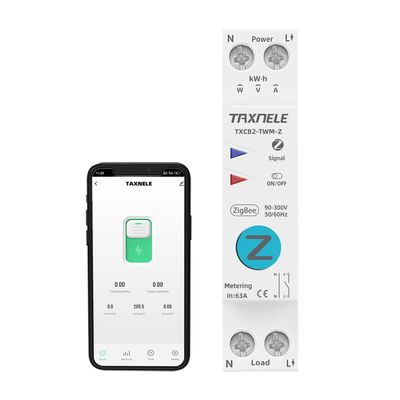 TUYA ZigBee Smart Circuit Breaker, 1P 63A, 90–300V, Energy Meter, Remote Relay, Timer and Voice Control, 230V (ZigBee Metering 16A)