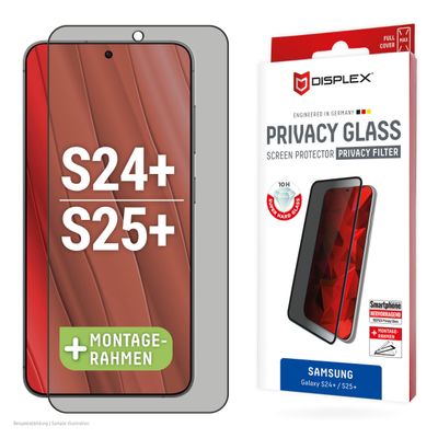 Displex Privacy Screen Protector for Galaxy S25+ and S24+ (10H) with Eco Installation Frame