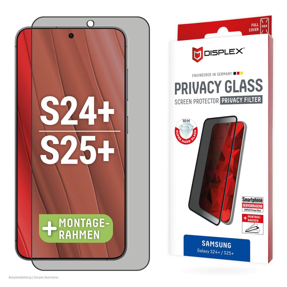 Displex Privacy Screen Protector for Galaxy S25+ and S24+ (10H) with Eco Installation Frame