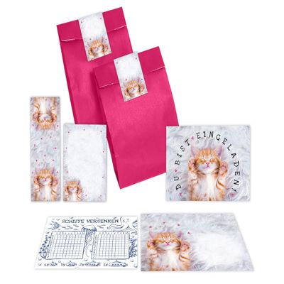 Minkocards 10 Cat-Themed Birthday Invitations for Girls