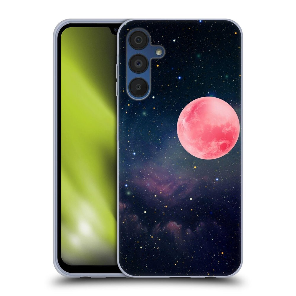 Head Case Designs Official Cosmo18 Pink Moon Space Gel Case [Military-Grade Protection] for Samsung Galaxy A15