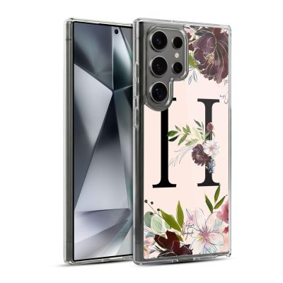 Head Case Designs Official Nature Magick Letter H Rose Gold Flowers Monogram 1 Case [Military-Grade Protection] Compatible with Samsung Galaxy S24 Ultra 5G and MagSafe