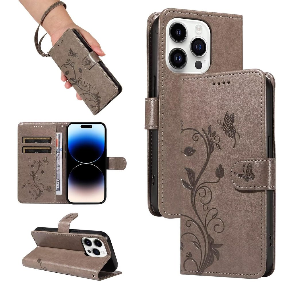Beajew Flip Case Compatible with Realme C21/Realme C20, Gray PU Leather Wallet Cover with Stand and Card Slots