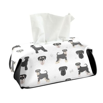 CaTaKu Miniature Schnauzer Tissue Box Cover, PU Leather, Rectangular and Cube Sizes