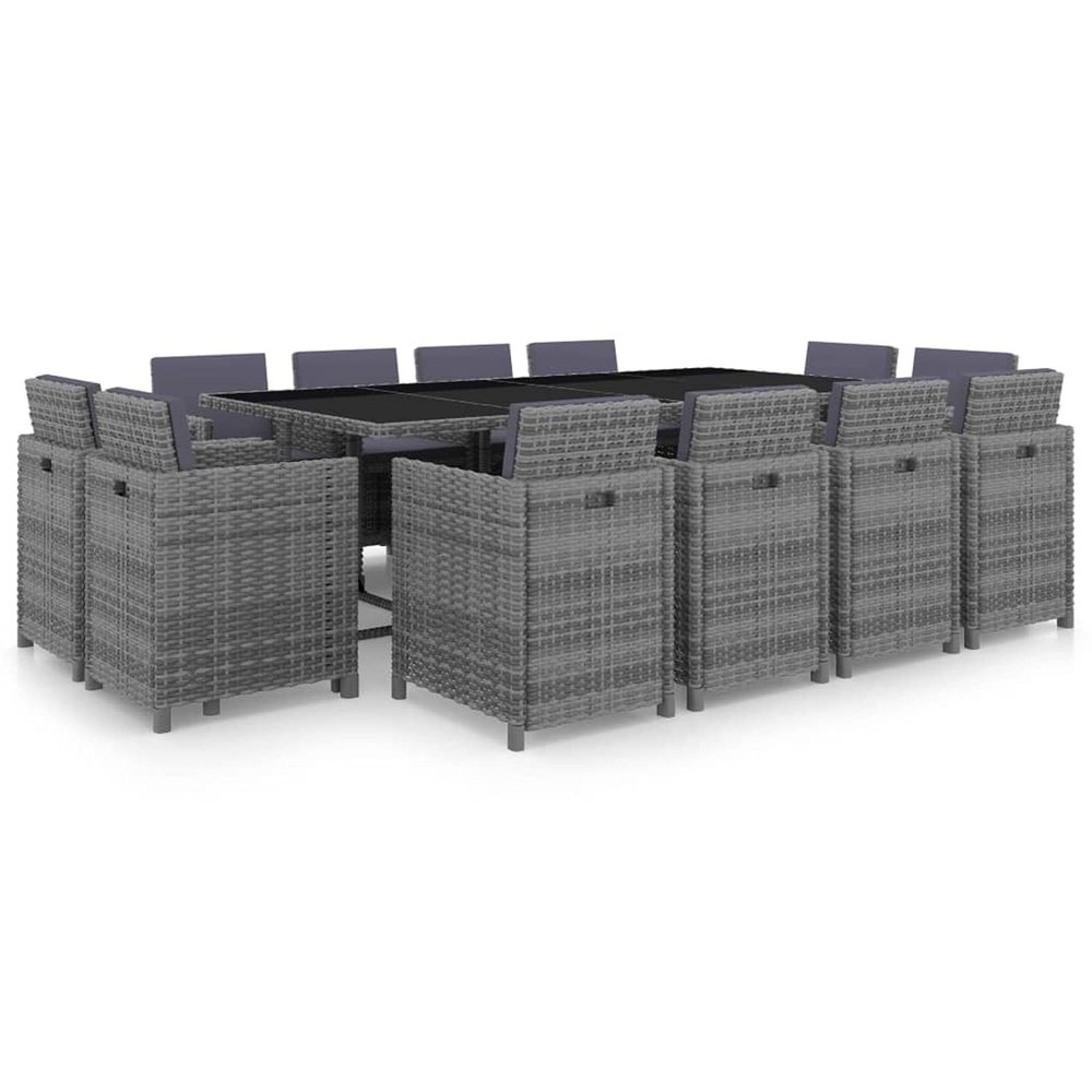 Gecheer 13-Piece PE Rattan Patio Dining Set with Table, Chairs and Cushions