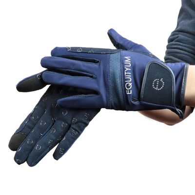 EQUITYUM Softie Fabric Riding Gloves, Italian Design, Blue, XS