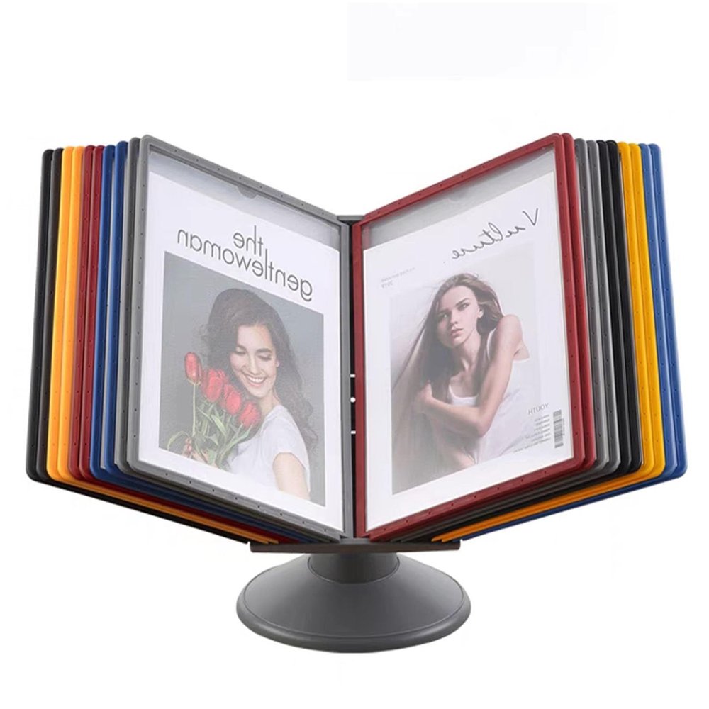 Desktop Document Display System, 20 Panels, Adjustable A4 File Holder