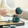 BERULL Portable Ceramic Kung Fu Tea Set for Adults, Black view 3